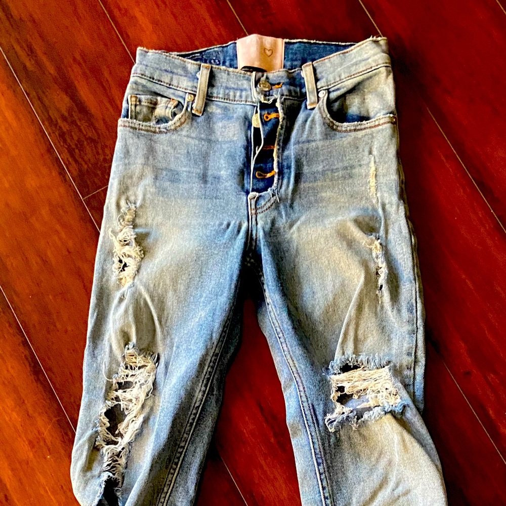 Revice distressed crop jeans